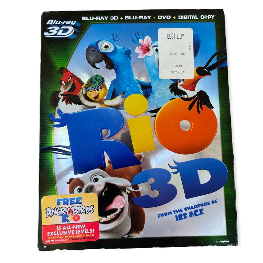 Blu-Ray 3D + Blu-Ray + DVD + Digital Copy Rio 3D, Rated G, 20th Century Fox